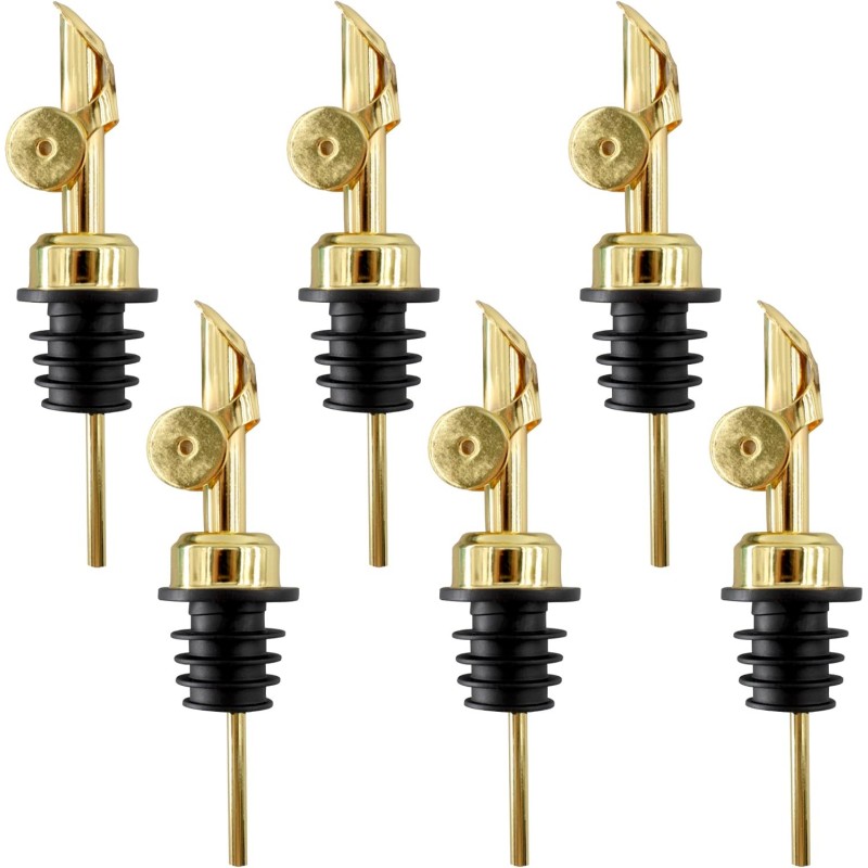 Olive Oil Dispenser Spout,Stainless Steel Automatic Flip-Top Pour Spout with Stopper for Olive Oil Bottle – Kitchen and Cocktail Pourer,6 Pack Gold