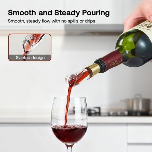 Elegant Wine Aerator Pourer Spout by ELMWAY - Clear Wine Air Aerator Enhances Flavor, Aroma & Finish, No Spill Design, Wine Accessory Gift for Wine Lovers - Gold