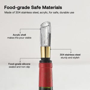 Elegant Wine Aerator Pourer Spout by ELMWAY - Clear Wine Air Aerator Enhances Flavor, Aroma & Finish, No Spill Design, Wine Accessory Gift for Wine Lovers - Gold