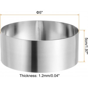 HARFINGTON 4PCS Round Cake Ring 5 x 2 Inch Seamless Stainless Steel Pastry Mousse Dessert Ring Mirror Coating for Baking Cooking Making Tool