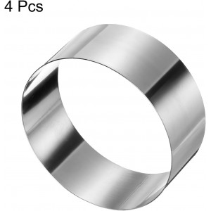 HARFINGTON 4PCS Round Cake Ring 5 x 2 Inch Seamless Stainless Steel Pastry Mousse Dessert Ring Mirror Coating for Baking Cooking Making Tool