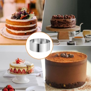 HARFINGTON 4PCS Round Cake Ring 5 x 2 Inch Seamless Stainless Steel Pastry Mousse Dessert Ring Mirror Coating for Baking Cooking Making Tool