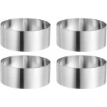 HARFINGTON 4PCS Round Cake Ring 5 x 2 Inch Seamless Stainless Steel Pastry Mousse Dessert Ring Mirror Coating for Baking Cooking Making Tool