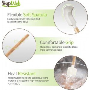 Silicone Spatula Set, Food Grade Rubber Spatula Off White-4 Piece Nonstick Rubber Spatulas with Wooden Handle, Spoonula, Jar Scraper for Cooking, Baking, Mixing, Frosting - Heat Resistant Up to 600°F