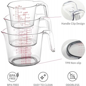 3PCS Nesting Liquid Measuring Cups Set, Measuring Jugs For Kitchen Cooking & Baking,Heat Resistant up to 210°F,BPA Free Plastic Set with Spout Multiple Measurement Scales(Cups/Ounces/Milliliters)