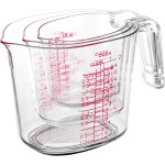3PCS Nesting Liquid Measuring Cups Set, Measuring Jugs For Kitchen Cooking & Baking,Heat Resistant up to 210°F,BPA Free Plastic Set with Spout Multiple Measurement Scales(Cups/Ounces/Milliliters)