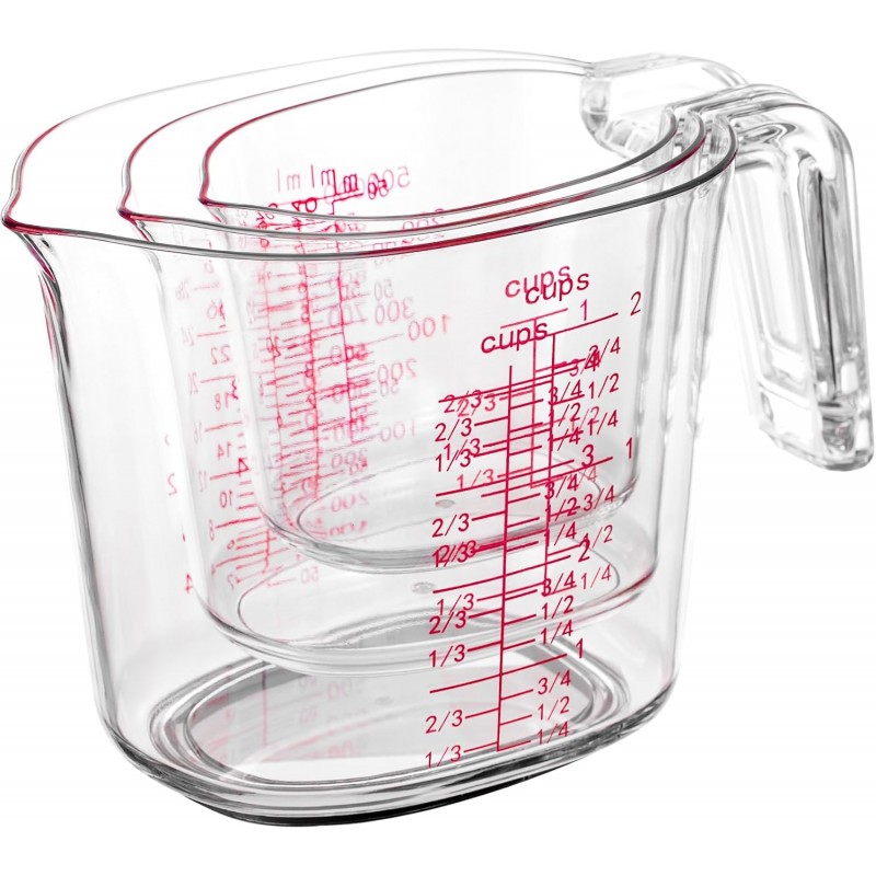3PCS Nesting Liquid Measuring Cups Set, Measuring Jugs For Kitchen Cooking & Baking,Heat Resistant up to 210°F,BPA Free Plastic Set with Spout Multiple Measurement Scales(Cups/Ounces/Milliliters)