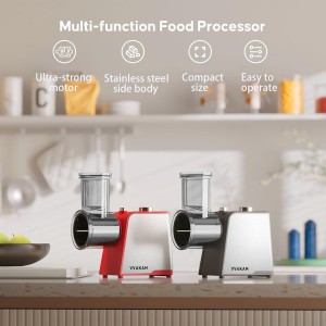 Electric Cheese Grater,300W DC Motor Salad Maker,Electric Slicer Shredder with 5 Different Shapes of Blades,Electric Vegetable Cutter for Potato,Carrot,Black