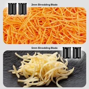 Electric Cheese Grater,300W DC Motor Salad Maker,Electric Slicer Shredder with 5 Different Shapes of Blades,Electric Vegetable Cutter for Potato,Carrot,Black