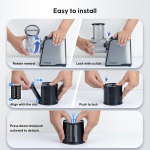 Electric Cheese Grater,300W DC Motor Salad Maker,Electric Slicer Shredder with 5 Different Shapes of Blades,Electric Vegetable Cutter for Potato,Carrot,Black