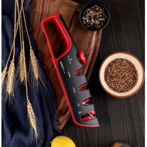 4-Stage Professional Knife Sharpener - Adjustable Angle Guide and Scissor Sharpening Slot