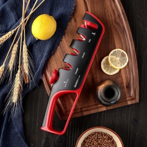 4-Stage Professional Knife Sharpener - Adjustable Angle Guide and Scissor Sharpening Slot