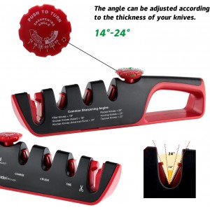 4-Stage Professional Knife Sharpener - Adjustable Angle Guide and Scissor Sharpening Slot