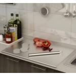Stainless Steel Cutting Boards for Kitchen, Lipped stainless steel cutting board. Large cutting board suitable for meat, fruits, vegetables, bread, and baking (50 x 40cm / 19.7"L x 15.7"W)
