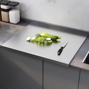Stainless Steel Cutting Boards for Kitchen, Lipped stainless steel cutting board. Large cutting board suitable for meat, fruits, vegetables, bread, and baking (50 x 40cm / 19.7"L x 15.7"W)