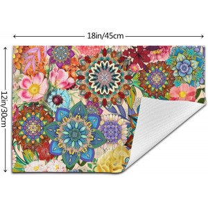 Boho Floral Placemats Set of 4, Colorful Flowers Decorative Dining Table Mats 12