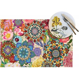 Boho Floral Placemats Set of 4, Colorful Flowers Decorative Dining Table Mats 12