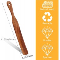 11Inch Skinny Wooden Spurtle Spatula Sourdough Mixer Bread Stirring Spatula Wood Utensil Tool Flat Stirring Stick Bread Spatulas for Dough Cooking Spreading Baking Whisking Mixing Jar Scraping