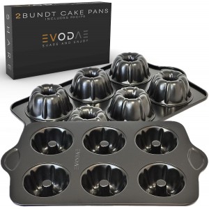 EVODAE® Mini Bundt Cake Pans for Baking...