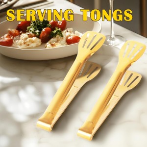 4 Pack Gold Serving Tongs,Metal Serving tongs,for buffet,party,9 Inch,Gold Utensills,(tongs for serving food)