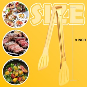 4 Pack Gold Serving Tongs,Metal Serving tongs,for buffet,party,9 Inch,Gold Utensills,(tongs for serving food)