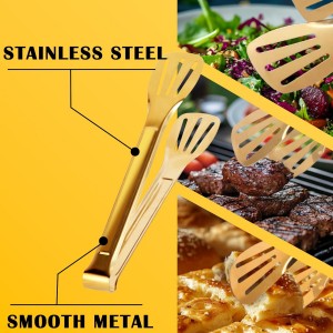 4 Pack Gold Serving Tongs,Metal Serving tongs,for buffet,party,9 Inch,Gold Utensills,(tongs for serving food)