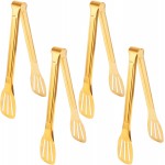 4 Pack Gold Serving Tongs,Metal Serving tongs,for buffet,party,9 Inch,Gold Utensills,(tongs for serving food)