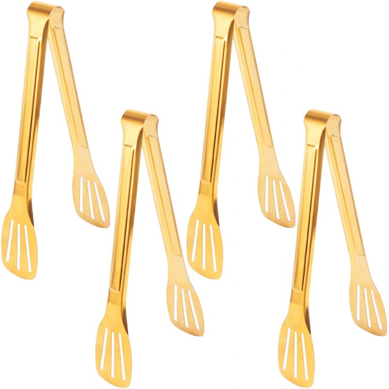 4 Pack Gold Serving Tongs,Metal Serving tongs,for buffet,party,9 Inch,Gold Utensills,(tongs for serving food)