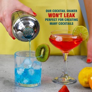 EVERYDAY COCKTAIL - Professional Glass Cocktail Shaker 14 oz, Martini Shaker with Recipes and Measurements, Built-in Strainer and Leakproof Seal, Clear Bar Tool for Margaritas, Martinis