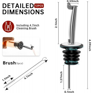 12Pcs Liquor Pour Spouts,Stainless Steel Wine Bottle Pourers with Caps Speed Wine Bottle Pourer Wine Bottle Pourers With Stoppers Speed Bottle Pourer for Liquor Bottle,Oil Bottles (Automatic Cover)