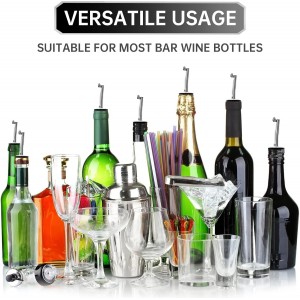 12Pcs Liquor Pour Spouts,Stainless Steel Wine Bottle Pourers with Caps Speed Wine Bottle Pourer Wine Bottle Pourers With Stoppers Speed Bottle Pourer for Liquor Bottle,Oil Bottles (Automatic Cover)