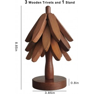 Wooden Trivets for Hot Dishes, 3 Wooden Tree-Trivet Set, Wood Coasters Like Christmas-Tree