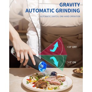 CIRCLE JOY Gravity Electric Salt and Pepper Grinder Set Automatic Salt and Pepper Grinder Set with LED Light, Battery Operated, Adjustable Coarseness, Large Capacity, for Home Kitchen BBQ, Black