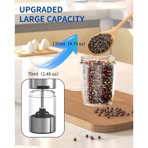 CIRCLE JOY Gravity Electric Salt and Pepper Grinder Set Automatic Salt and Pepper Grinder Set with LED Light, Battery Operated, Adjustable Coarseness, Large Capacity, for Home Kitchen BBQ, Black