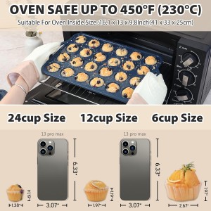 Mini Silicone Muffin Pan with Metal Frame, Non Stick Silicone Cupcake Pan with Handles 24 Cup, BPA Free Silicon Muffin Tin Tray Small for baking, egg bites, Cupcake Mold Grey