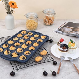 Mini Silicone Muffin Pan with Metal Frame, Non Stick Silicone Cupcake Pan with Handles 24 Cup, BPA Free Silicon Muffin Tin Tray Small for baking, egg bites, Cupcake Mold Grey