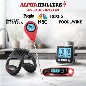 Alpha Grillers Instant Food Thermometer for Meat and Cooking Sourdough Bread Baking Supplies Grilling Gifts for Men Women Gifts for Mom Seniors, Long Probe Large Backlit Display