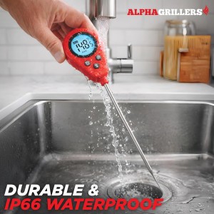 Alpha Grillers Instant Food Thermometer for Meat and Cooking Sourdough Bread Baking Supplies Grilling Gifts for Men Women Gifts for Mom Seniors, Long Probe Large Backlit Display