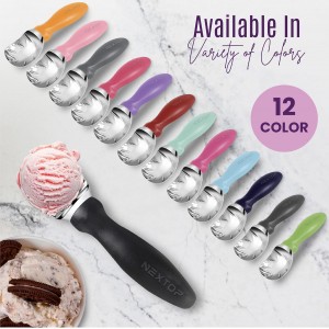 Nextop Ice Cream Scoop with Comfortable Handle - Ergonomic Spoon, Durable Perfect Metal Round Round Scoops Ideal for Ice Cream, Sorbet, Gelato Perfect for Home Use, Kitchen Essential. (Black)