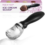 Nextop Ice Cream Scoop with Comfortable Handle - Ergonomic Spoon, Durable Perfect Metal Round Round Scoops Ideal for Ice Cream, Sorbet, Gelato Perfect for Home Use, Kitchen Essential. (Black)