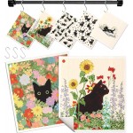 Swedish Dishcloths for Kitchen with Hooks - Reusable Dish Cloths for Washing Dishes Fast Drying Cute Fun 5 Pack Swedish Dish Towels Washable Cleaning Sponge, Black Cats