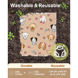 Kitchen Swedish Dishcloths with Hooks - 6 Pack Reusable Dish Cloths for Washing Dishes Fast Drying Cute Fun Swedish Dish Towels Washable Cleaning Sponge, Furry Dog