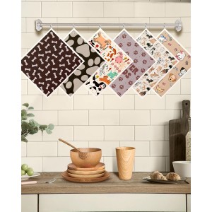 Kitchen Swedish Dishcloths with Hooks - 6 Pack Reusable Dish Cloths for Washing Dishes Fast Drying Cute Fun Swedish Dish Towels Washable Cleaning Sponge, Furry Dog