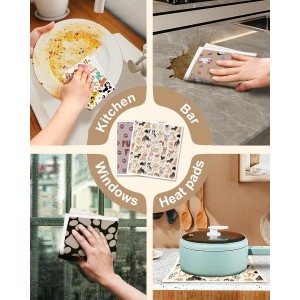 Kitchen Swedish Dishcloths with Hooks - 6 Pack Reusable Dish Cloths for Washing Dishes Fast Drying Cute Fun Swedish Dish Towels Washable Cleaning Sponge, Furry Dog