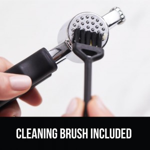 GORILLA GRIP Garlic Press and Peel Set, Heavy Duty Mincer Tool, Large Ergonomic Handle, Easily Mince and Crush Garlics, Ginger, Nuts, Seeds, Peeler Included, Peeling Cloves, Kitchen Gadgets, Black