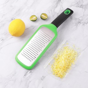 Handheld Cheese Grater, Stainless Steel Lemon Citrus Peeler, Flat Handheld Slicer for Cheese, Lemon, Chocolate and Spices/Crude Hole (Green)