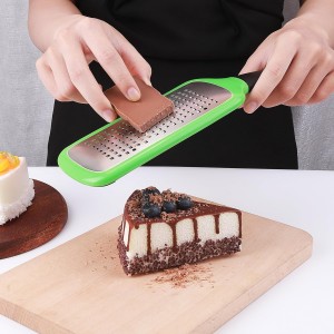 Handheld Cheese Grater, Stainless Steel Lemon Citrus Peeler, Flat Handheld Slicer for Cheese, Lemon, Chocolate and Spices/Crude Hole (Green)