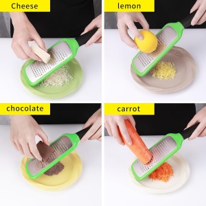 Handheld Cheese Grater, Stainless Steel Lemon Citrus Peeler, Flat Handheld Slicer for Cheese, Lemon, Chocolate and Spices/Crude Hole (Green)