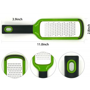 Handheld Cheese Grater, Stainless Steel Lemon Citrus Peeler, Flat Handheld Slicer for Cheese, Lemon, Chocolate and Spices/Crude Hole (Green)
