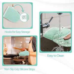 Casa Platino Heat Resistant Oven Mitts & Pot Holders, 4-Piece – Oven Mitt for Baking & BBQ, Potholders for Kitchens – Withstands Heat Up to 500°F, Soft, Durable & Non-Slip – Sage